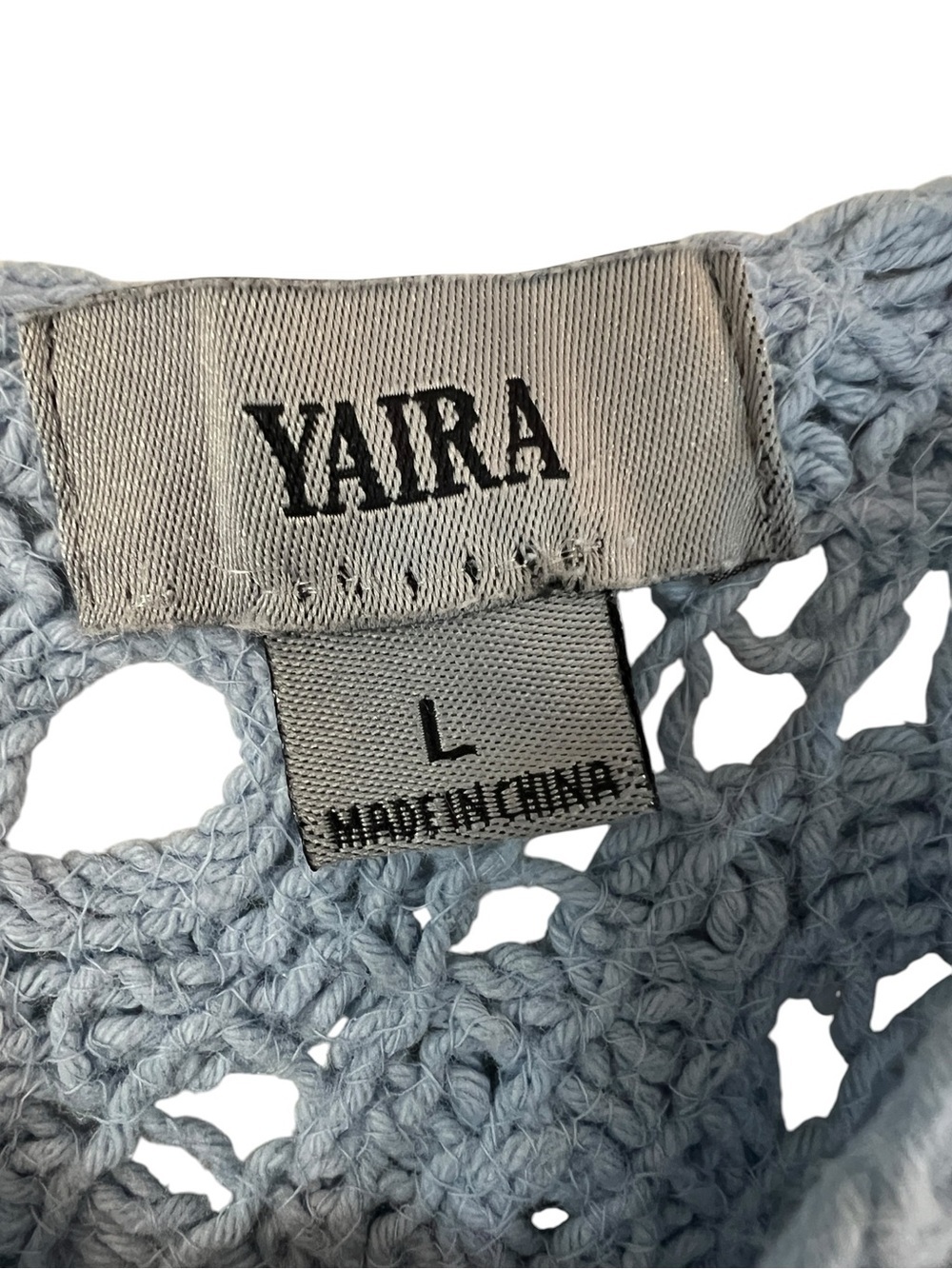 Yaira Baby Blue 100% Cotton Floral Crochet Boho Coastal Casual Tank Top- L - Picture 3 of 6